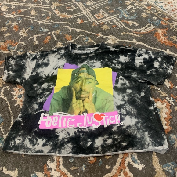 Black And White Tie Dye Tupac Chemistry Poetic Justice Women’s Shirt Medium